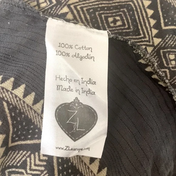 Z&L Ethnic Print Boho Cotton Maxi Dress Medium - Picture 5 of 7